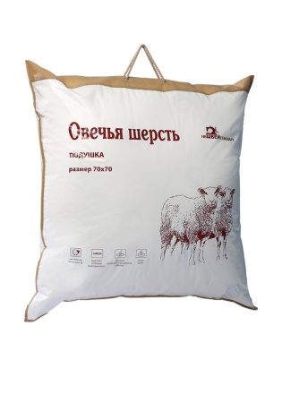 Состав: 
Полиэстер,
Овчина
	Чехол стёганный с овечьей шерстью плотностью 150г/м2. 
	Ткань хлопок/полиэстер
	Наполнитель ядра подушки высокосиликонизированное микроволокно.
Размер:
50х70, 70х70