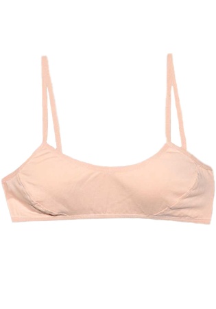 Состав:
Хлопок 95%
Эластан 5%
	Тканевое детское бюстье для девочки на тонких бретельках, перед двойной с выточками для груди, сзади широкая полоска.