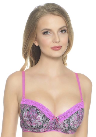 Состав:
Полотно
Хлопок 95%,
ПУ 5%
Кружево
ПА 90%,
ПУ 10%
	Бюстгальтер T-Shirt с формованной чашкой со съёмными Push-Up вкладышами для всех размеров. Детали бюстгальтера выполнены из принтованного эластичного хлопкового полотна с использованием 