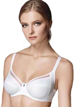 Состав: 
Хлопок 91%
Эластан 9%
	Бюстгальтер с мягкими чашечками на каркасах с боковой корректирующей деталью. Выполнен из эластичного сетчатого полотна, трикотажного полотна и трикотажного х/б полотна. Бюстгальтеры с боковой корректирующей деталью 