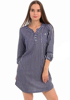 Состав:
Хлопок 100%
	Женская туника в тонкую полоску с круглым воротником. 
Обратите внимание: расцветка товара на сайте может отличаться от фактической расцветки. Оптовый склад оставляет за собой право поставить товар любого цвета, который имеет