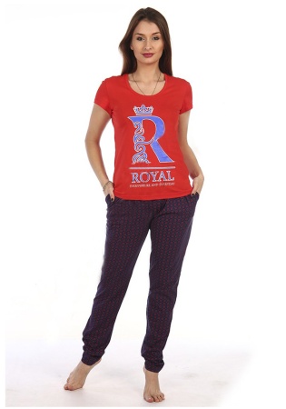 Состав:
Хлопок 100%
	Домашний костюм,состоящий из однотонной футболки, с принтом.Брюки удобного кроя на резинке.

Обратите внимание: расцветка товара на сайте может отличаться от фактической расцветки. Оптовый склад оставляет за собой право пост