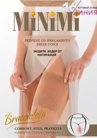 Состав:
Полиамид 86%
Эластан 14%
     Кружевные бандалетки шириной 17 см, позволяющие защитить внутреннюю поверхность бедра от натирания и появления раздражения. Модель хорошо держится на ноге благодаря силиконовой резинке. Это отличная альтернатив