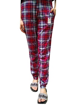 Состав:
Хлопок 100%.
	Женские клетчатые брюки. 

Обратите внимание: расцветка товара на сайте может отличаться от фактической расцветки. Оптовый склад оставляет за собой право поставить товар любого цвета, который имеется на данный момент.	