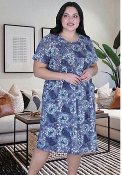 Состав:
Хлопок 100%
	Женская платье из принтованного полотна. 

Обратите внимание: расцветка товара на сайте может отличаться от фактической расцветки. Оптовый склад оставляет за собой право поставить товар любого цвета, который имеется на данны