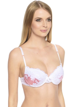 Состав:
Эластичная сетка
ПА 88%,
ПУ 12%
Кружево
ПА 90%,
ПУ 10%
	Бюстгальтер классической формы с формованной чашкой с Push-up для размеров 70AB, 75ABC, 80B и без Push-up для размеров 70C, 75DE, 80CDE, 85BCD. Детали бюстгальтера выполнены из эла