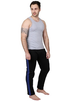 Состав:
Футер с начесом
Хлопок 60% 
ПЭ 40%
       Брюки мужские прямого силуэта с лампасами на боковых швах и накладным кармашком на задней половинке. Пояс цельнокроеный на резинке.

Обратите внимание: расцветка товара на сайте может отличатьс