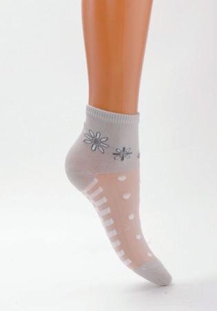 Состав: 
Хлопок 33%, 
Полиамид 67%
	Летний полуэластичный носок с хлопковыми мыском, пяткой и паголенком.