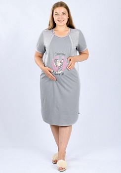 Состав:
Верх: Хлопок 50 % / ПЭ 50%
Низ: Хлопок 100%
	Туника свободного кроя для беременных и кормящих женщин. Перед туники двухслойный с дизайнерским принтом спереди. Нижняя часть туники имеет разрез для удобства кормления. Рукав короткий. Низ туни