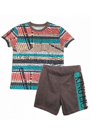 Состав:
Кулирка
Хлопок 100%
	Комплект для мальчика. Состоит из 2 предметов (футболка + шортики).