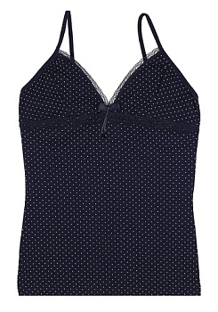 Состав:
Хлопок 95%
Эластан 5%
   Женская майка на тонких бретелях. 