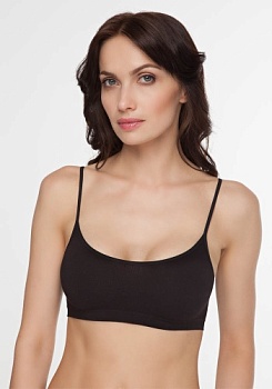 Состав: 
Вискоза: 95%, 
Эластан: 5%.
	Бесшовное женское бюстье (топ) из эластичного полотна на тонких бретелях с легкой поддержкой груди по низу и содержанием в составе хлопка.