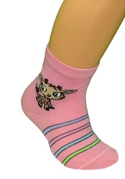 Состав: 
Хлопок 80%, 
ПА 15%, 
Эластан 5%
	Детские носки из хлопка. Гладь, компьютерный рисунок.
