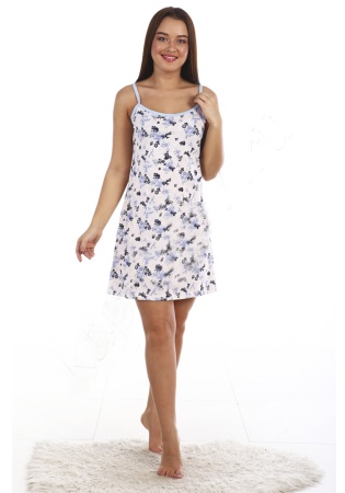 Состав:
Хлопок 100%
	Сорочка полуприлегающего силуэта. На тонких бретелях, длиной до середины бедра.