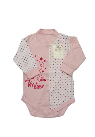 Состав:
Кулирка
Хлопок 100%
	Боди на кнопках, с длинным рукавом, с печатью.