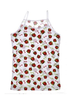 Состав:
Хлопок 95%
Эластан 5%
	Детская майка для девочек на тонких бретелях. 