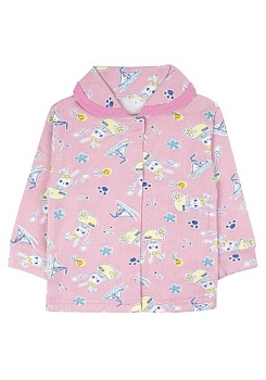 Состав:
Кулирка
Хлопок 100%
	Кофточка ясельная на кнопках, с воротничком, с манжетами на рукавах.