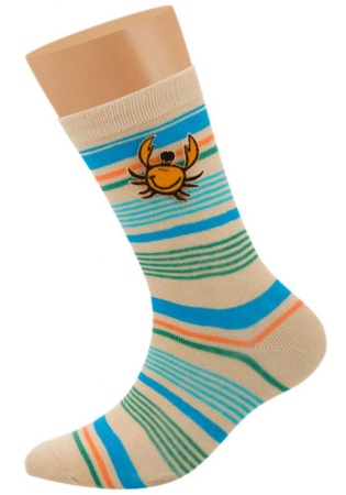 Состав:
Хлопок: 75%, 
Полиамид: 20%, 
Эластан: 5%.
	Детские носки из хлопка с эластаном, украшенные разноцветным рисунком 