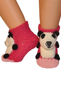 Состав: 
Акрил: 95%, 
Эластан: 5%.
	Носки вязаные с объемной игрушкой 