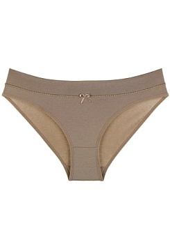 Состав:
Хлопок 95%
Эластан 5%
   Женские трусы слипы бежевого цвета, широкая резинка. Пояс украшен бантиком.  