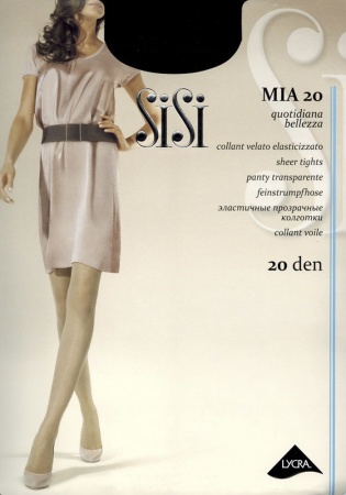 Состав:
Полиамид 88%,
Эластан 12%
	Прозрачные шелковистые колготки с лайкрой, плотностью 20 ден, без ластовицы, с укрепленным мыском и шортиками.