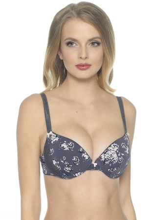 Состав:
Эластичное полотно
ПА 85%,
ПУ 15%
Кружево
ПА 90%,
ПУ 10%
	Бюстгальтер классической формы с формованной чашкой с Push-up для размеров 70AB, 75ABC, 80B и без Push-up для размеров 70C, 75DE, 80CDE, 85BCD. Детали бюстгальтера выполнены из э