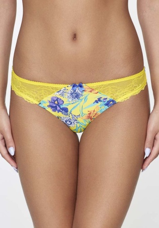 Состав:
Эластичное полотно
ПА 85%
ПУ 15%
Кружево
ПА 90%
ПУ 10%
Ластовица
Хлопок 100%
	Трусики-стринг выполнены из эластичного полотна и кружева. Линия талии декорирована эластичной лентой с фестонами. Передняя деталь декорирована бантиком. 
