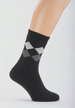 Состав: 
ПАН 86%, 
Полиамид 14%
	Зимний плюшевый носок из ПАНа с двойным бортом и ромбовым рисунком на паголенке.