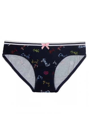 Состав:
Хлопок 95%,  
Эластан 5%
	Женские трусики из набивного полотна, декорированы атласным бантиком.