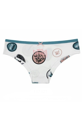 Состав:
Хлопок 95%,  
Эластан 5%
	Женские трусики из набивного полотна, декорированы атласным бантиком.
