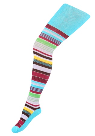 Состав:
Хлопок 76%, 
Полиамид 21%, 
Эластан 3%
	Колготки детские, с рисунком. Основной цвет дополнен рисунком в виде горизонтальных разноцветных полос.