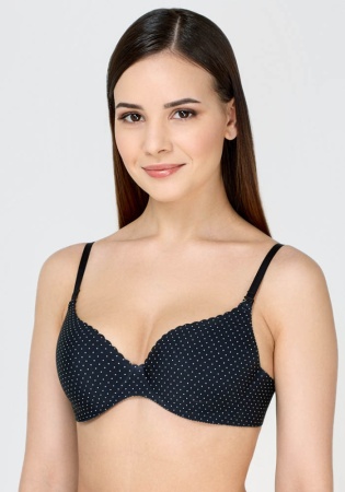 Состав: 
Эластичное полотно 
ПА 85%, 
ПУ 15% 
	Бесшовный бюстгальтер T-Shirt с формованной чашкой с небольшим уплотнением по низу чашки, одинаковым для всех размеров. Срезы бюстгальтера обработаны фигурными запаянными швами, что делает бюстгальтер