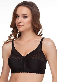 Состав:
Полиамид 75% 
Хлопок 15%
Эластан 10%
   Бюстгальтер с мягкими чашками без каркасов. Непревзойденный комфорт обеспечивает удобная конструкция чашек, регулируемые спереди бретели и широкий стан. Нижние детали чашек на подкладке из тканого 