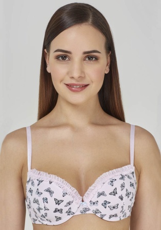 Состав:
Эластичное полотно
ПА 85%,
ПУ 15%
Эластичная сетка
ПА 88%,
ПУ 12%
	Бюстгальтер классической формы с формованной чашкой с Push-ap для размеров 70AB, 75ABC, 80B и без Push-ap для размеров 70C, 75DE, 80CDE, 85BCD. Детали бюстгальтера выпол