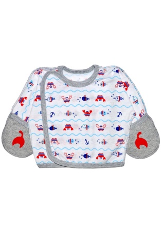 Состав:
Кулирка
Хлопок 100%
	Детская распашонка с царапками, с аппликацией. 