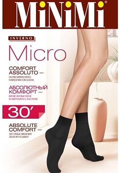 Состав:
Полиамид 86%, 
Эластан 14%
	Непрозрачные матовые носки плотностью 30 ден, выполненные из мягкой микрофибры, с комфортной широкой резинкой и укрепленным мыском.