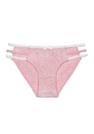Состав:
Хлопок 95%
Эластан 5%
	Женские трусы из однотонного полотна. Изделие украшено по бокам резинками.