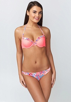 Состав:
Эластичное полотно
ПА 80%,
ПУ 20%
	Купальник раздельный. Состоит из бюстгальтера и трусов.
Бюстгальтер классической формы с формованной чашкой с Push-ap для размеров 70AB, 75ABC, 80B и без Push-ap для размеров 70C, 75DE, 80CDE, 85BCD. Дет