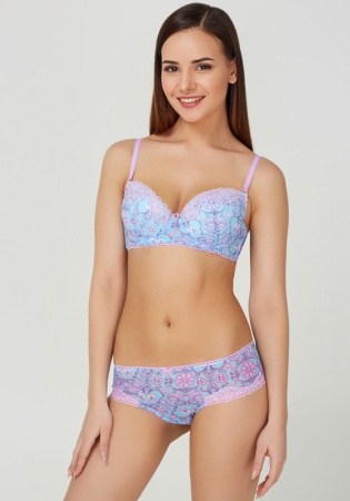 Состав:
Эластичная сетка
ПА 88%
ПУ 12%
Эластичное кружево
ПА 90%
ПУ 10%
Ластовица
Хлопок 100%
	Трусики-боксеры выполнены из эластичной принтованной сетки и кружева. Линия талии декорирована эластичной лентой с фестонами. Передняя деталь декор