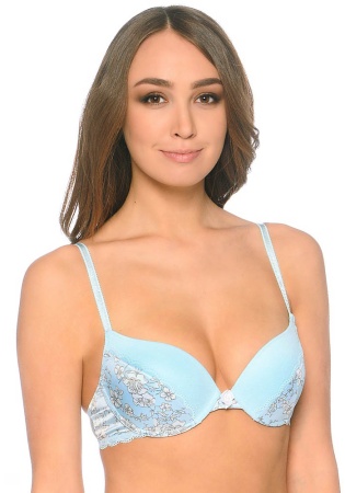 Состав:
Атласное полотно
ПЭ 97%,
ПУ 3%
Эластичная сетка
ПА 88%,
ПУ 12%
Эластичное кружево
ПА 90%,
ПУ 10%
	Бюстгальтер классической формы с формованной чашкой с Push-ap для размеров 70AB, 75ABC, 80B и без Push-ap для размеров 70C, 75DE, 80CDE