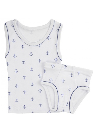 Состав:
Рибана
Хлопок 100%
	Комплект для мальчика (майка + трусы).