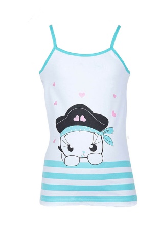 Состав:
Хлопок 95%
Эластан 5%
	Детская майка для девочек.