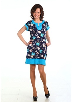 Состав: 
Кулирка
Хлопок 100% 
	Туника из кулирки (набика+однотонный) с карманами.