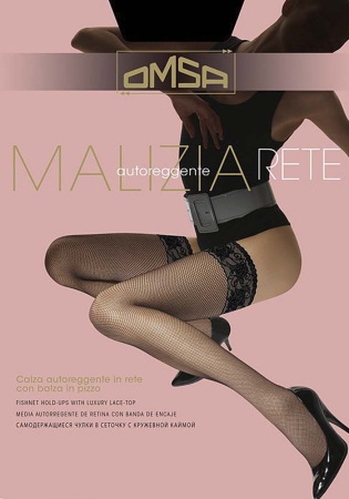 Состав:
Полиамид 83%
Эластан 17%
	Чулки в мелкую сеточку, на кружевной, силиконовой резинке на шириной 8 с. и невидимым носком. 