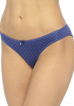 Состав:
Хлопок 95%, 
Эластан 5%
	Женские трусы слипы в горошек, в поясе и по вырезу ноги резинка, по центру маленький бантик. Низкая посадка. 