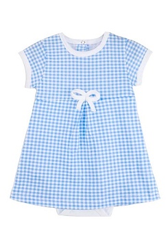 Состав:
Кулирка
Хлопок 100%
	Детское платье-бодив клеточку, на поясе бантик. 