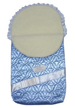 Состав:
Верх - атлас: 100 п/э
Подкладка - мех: 50% шерсть, 50% п/э
	Конверт на выписку с мехом.
