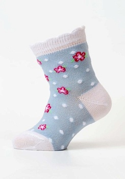 Состав: 
Хлопок: 70%, 
ПА: 18%, 
ПП: 10%, 
Эласта: 2%.
	Носки для девочек с рисунком, борт-пикот.