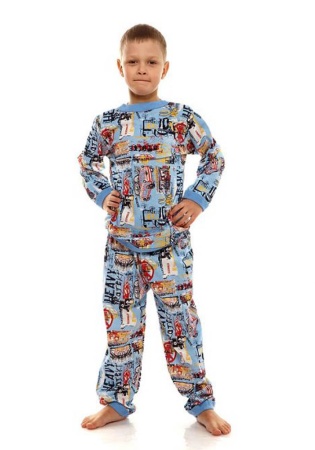 Состав:
Кулирка 
Хлопок 100%
	Пижама для мальчика с длинными рукавами. Манжетики на рукавах и на штанинах снизу. 