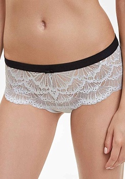 Состав:
Эластичная сетка
ПА 88%
ПУ 12%
Эластичное кружево
ПА 90%
ПУ 10%
Ластовица
Хлопок 100%
	Трусики-боксеры выполнены из эластичной сетки и эластичного кружева. Передняя деталь декорирована бантиком.
